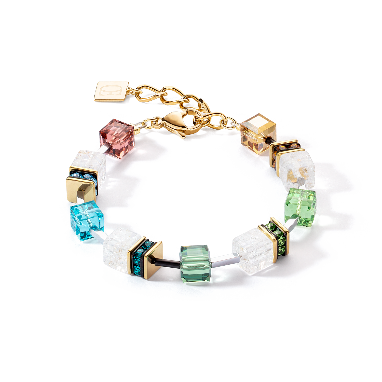 coeur-de-lion-geocube-iconic-statement-precious-armband-multicolor-gold-8x8-mm image 1