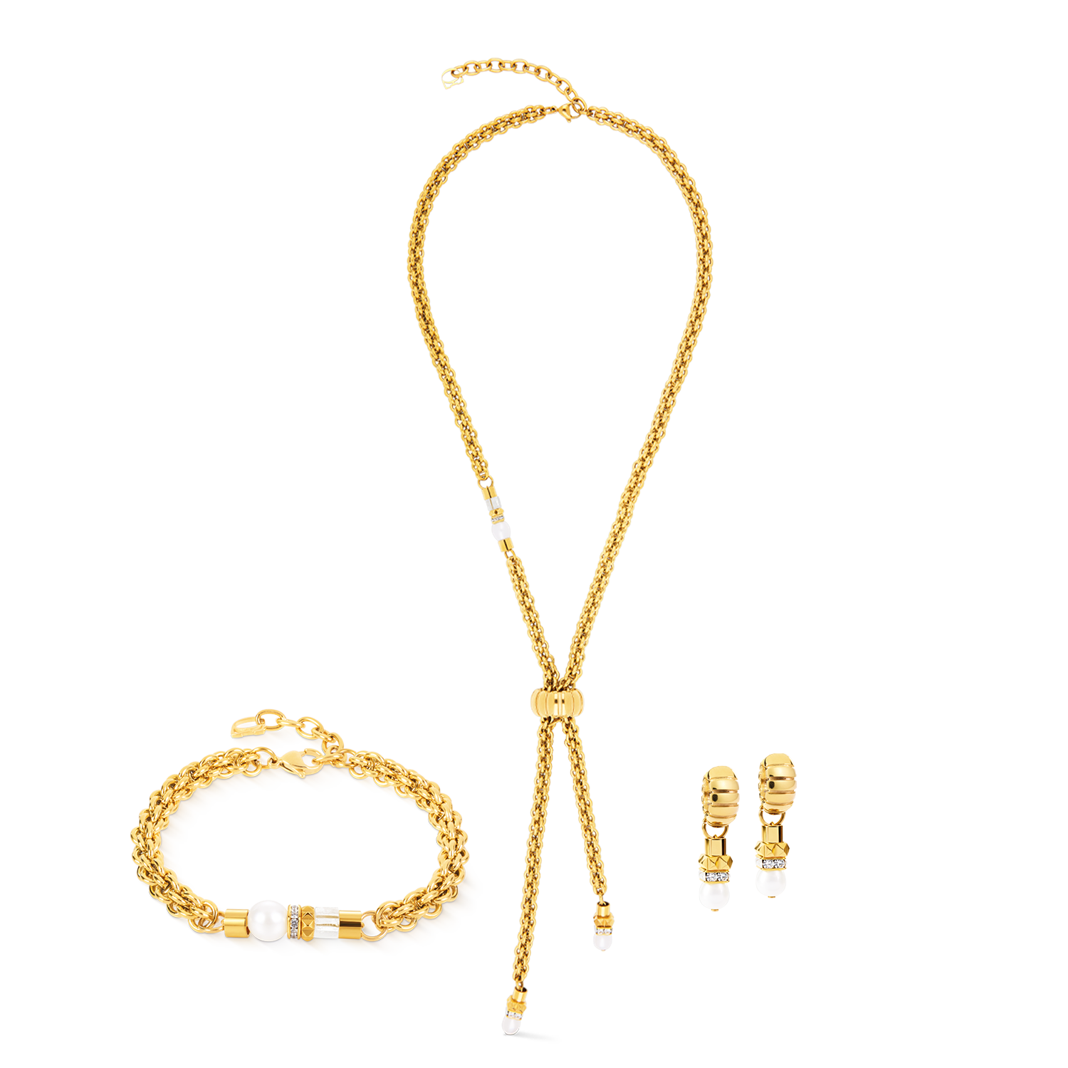 coeur-de-lion-structure-creolen-mit-perlen-anh-nger-gold-3-cm image 3