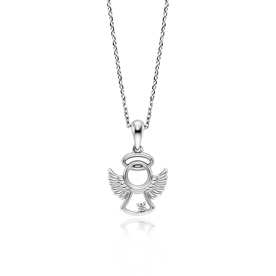 julie-julsen-kids-kette-mit-anh-nger-angel-silber-925-rhodiniert-mit-wei-er-zirk image 1