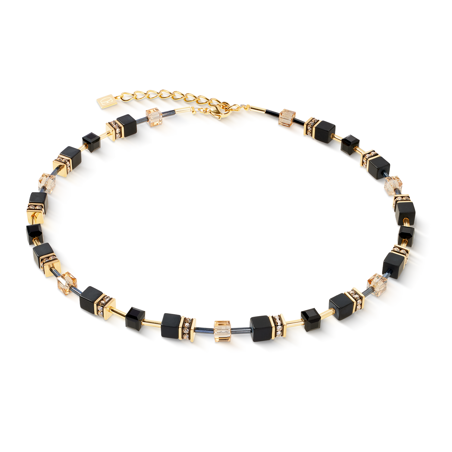 coeur-de-lion-geocube-halskette-onyx-schwarz-gold image 1