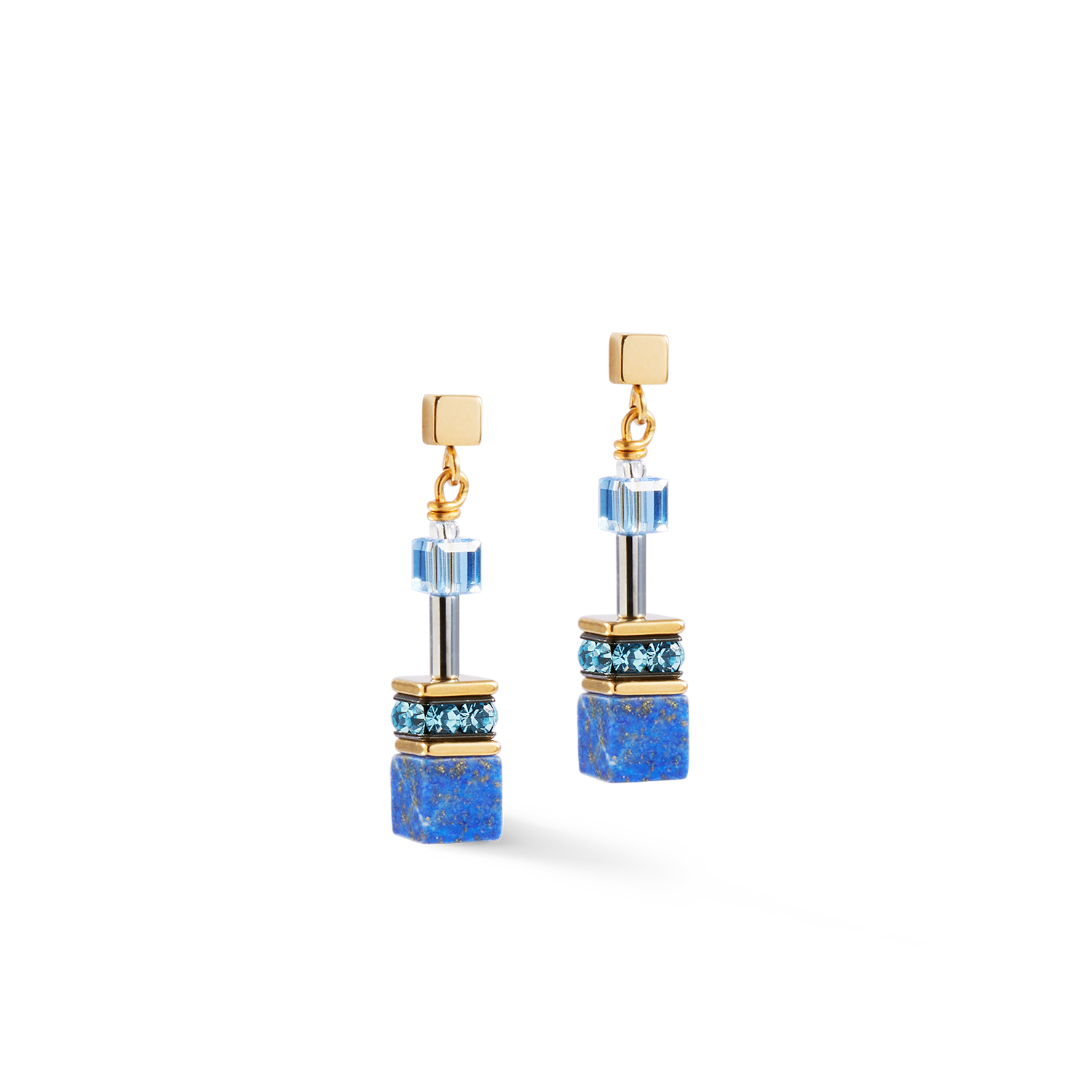 coeur-de-lion-geocube-iconic-precious-ohrringe-blau-lapislazuli-gold image 1