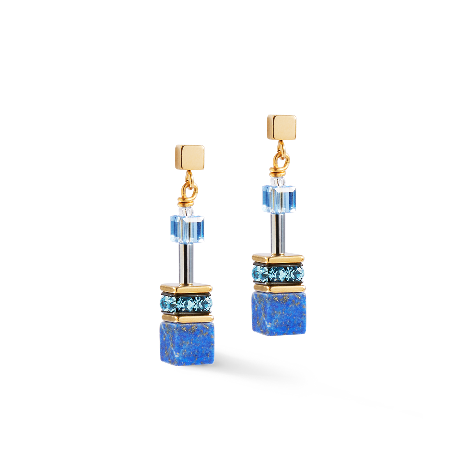coeur-de-lion-geocube-iconic-precious-ohrringe-blau-lapislazuli-gold image 2