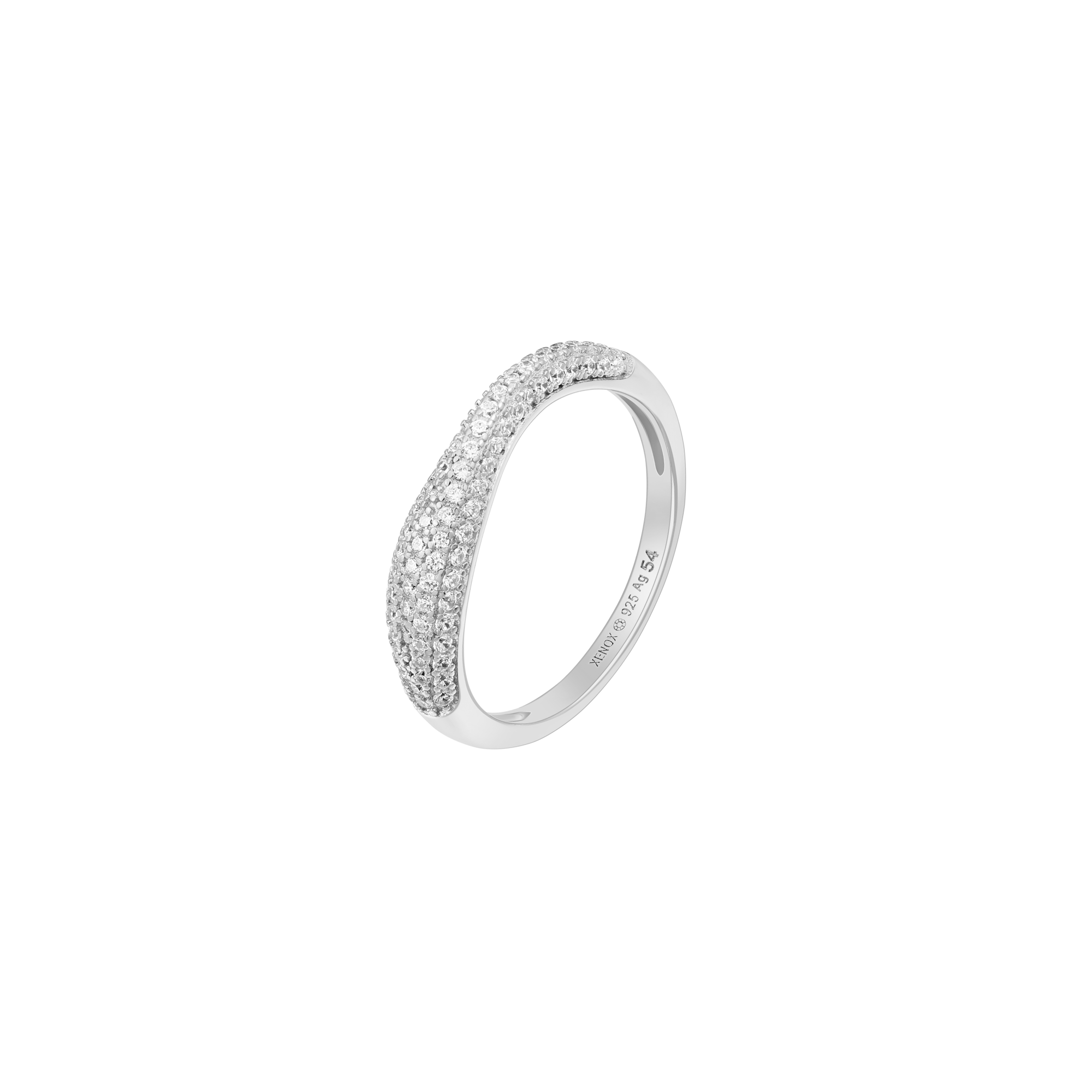 xenox-flow-ring-925-sterlingsilber-rhodiniert-geschwungen-mit-zirkonia image 1