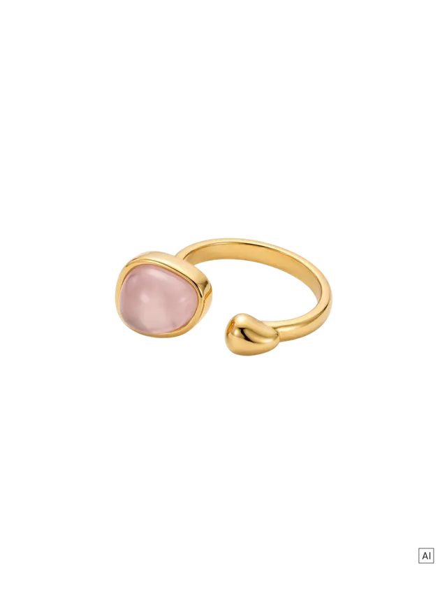 purelei-natural-grace-ring-verstellbarer-edelstahl-ring-mit-rosenquarz image 1