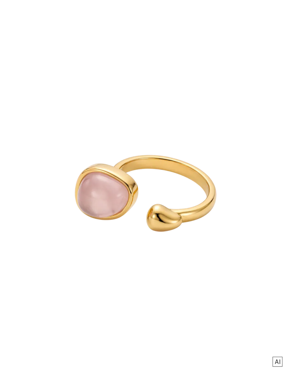 purelei-natural-grace-ring-verstellbarer-edelstahl-ring-mit-rosenquarz image 1