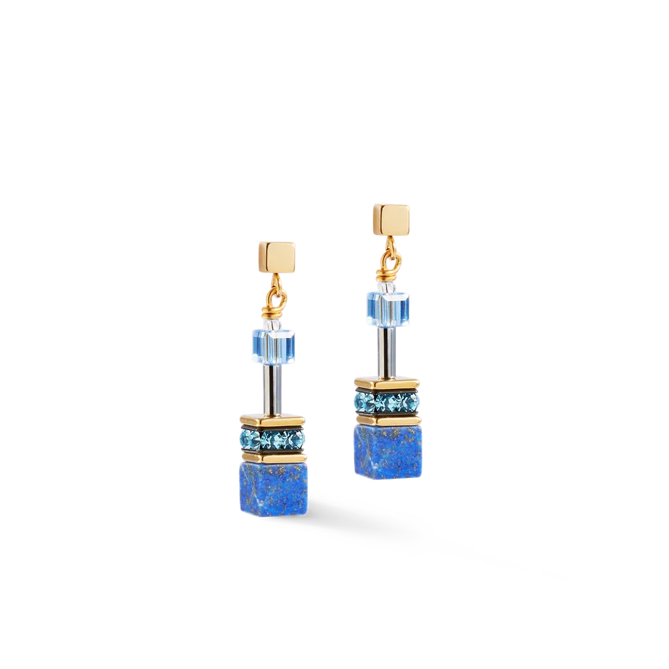 coeur-de-lion-geocube-iconic-precious-ohrringe-blau-lapislazuli-gold image 1