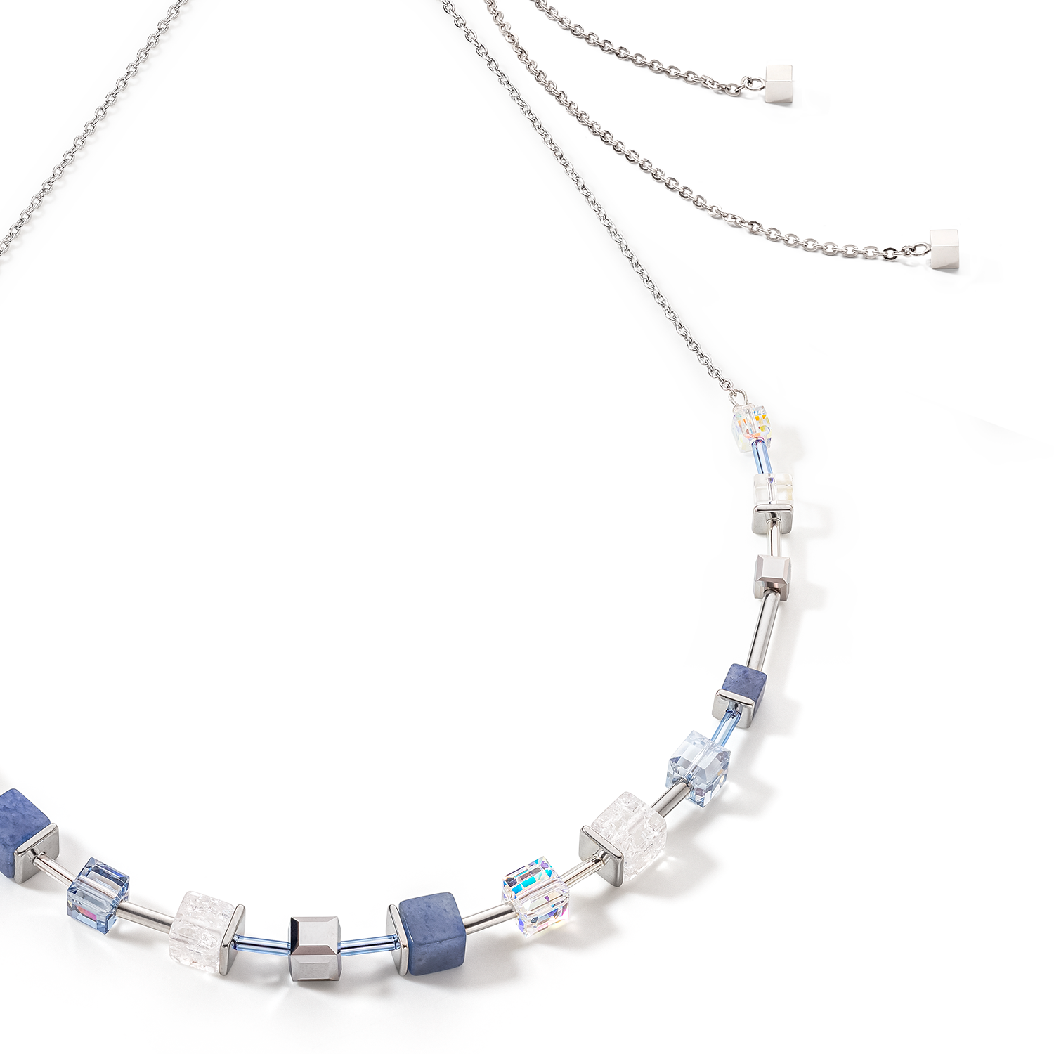 coeur-de-lion-geocube-precious-halskette-silber-blau-mit-slider image 2