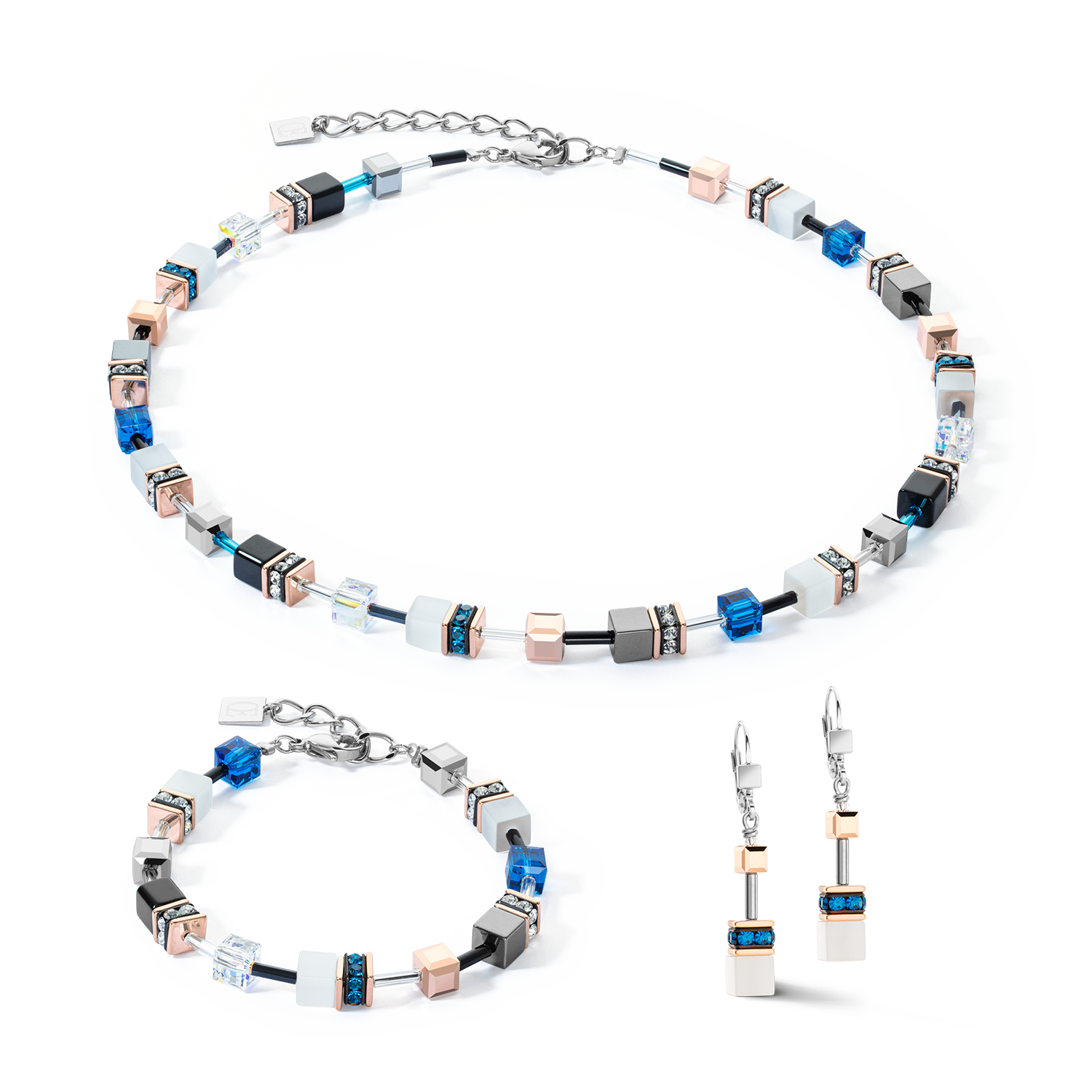 coeur-de-lion-geocube-iconic-armband-capri-blau-ros-gold image 3