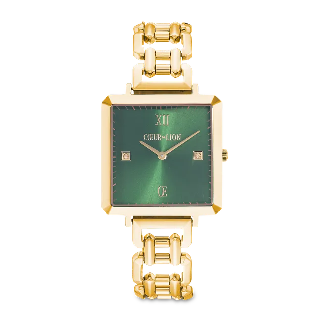 coeur-de-lion-iconic-cube-uhr-glamorous-green-statement-gold-32mm image 1