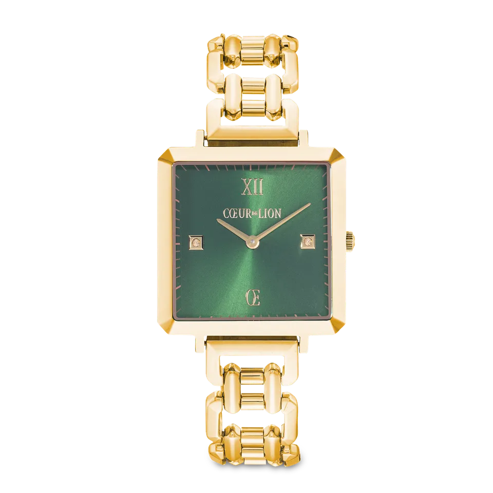 coeur-de-lion-iconic-cube-uhr-glamorous-green-statement-gold-32mm image 1