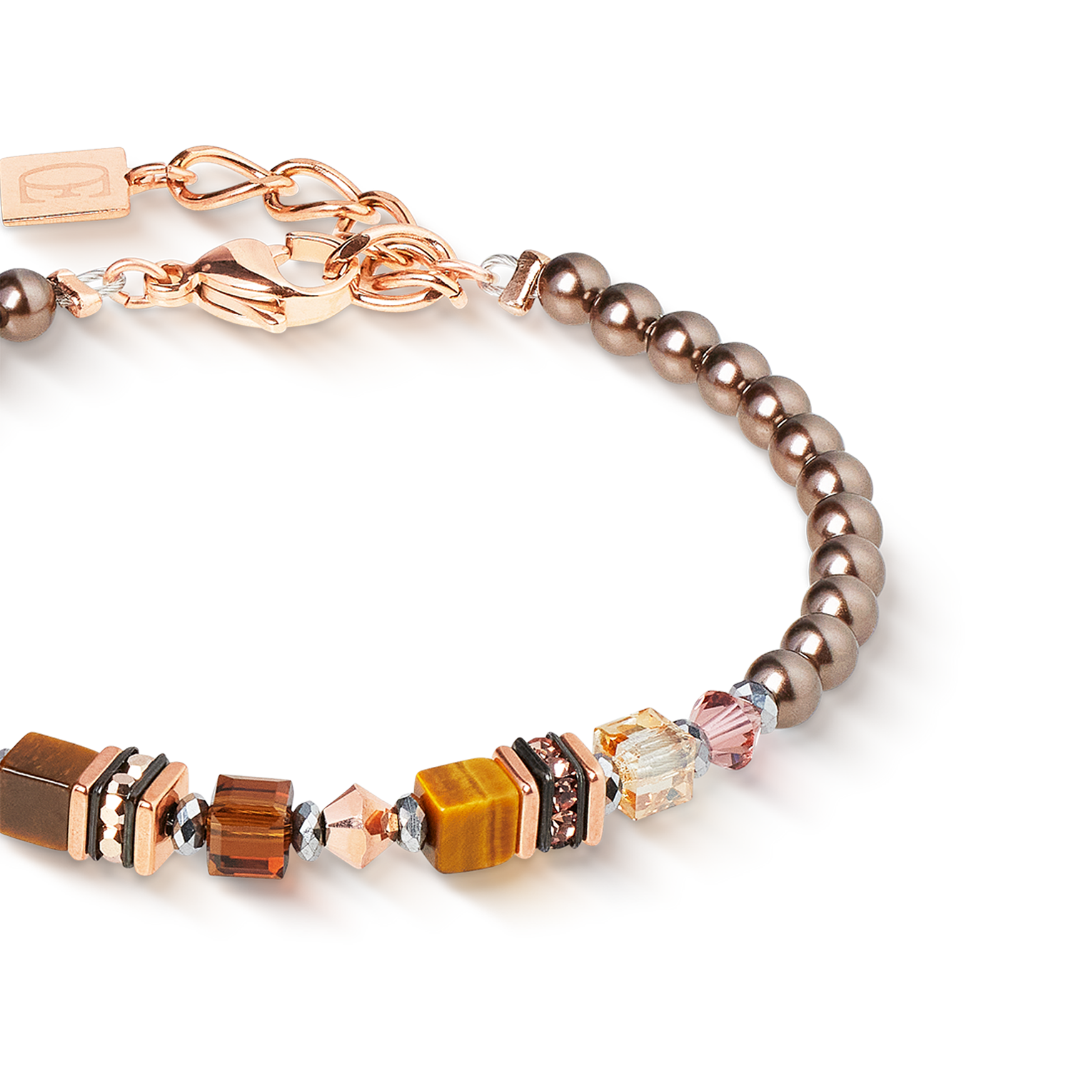 coeur-de-lion-armband-princess-earth-glow-ros-gold-braun-tigerauge-crystal-pearl image 2