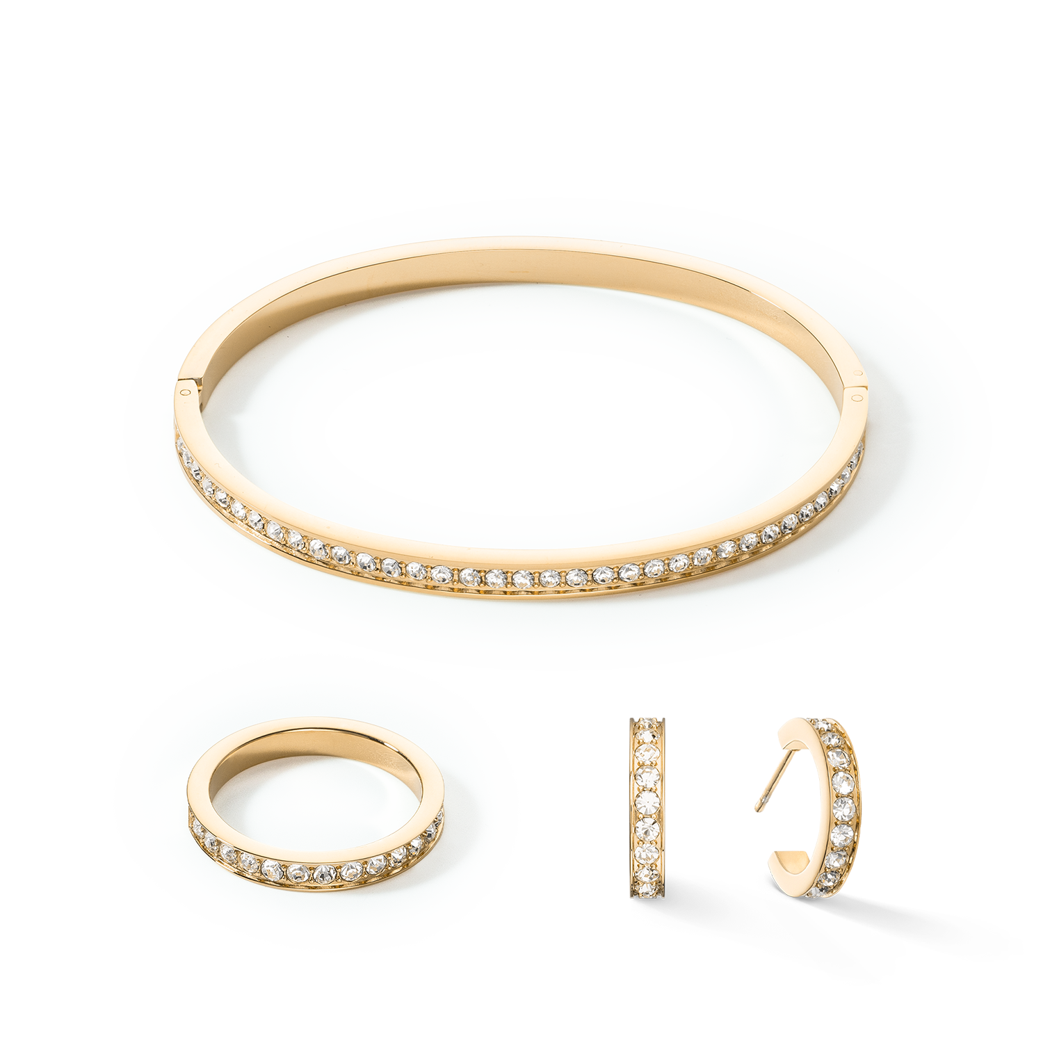 coeur-de-lion-creolen-15-slim-edelstahl-kristalle-gold-kristall image 3