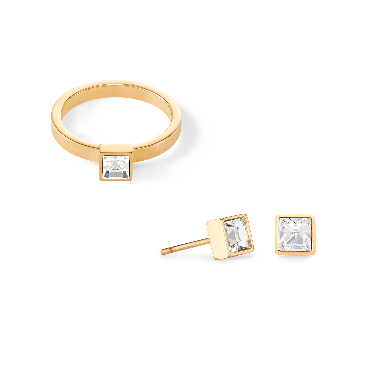 coeur-de-lion-brilliant-square-small-ohrringe-gold-kristall-ohrstecker-edelstahl image 3