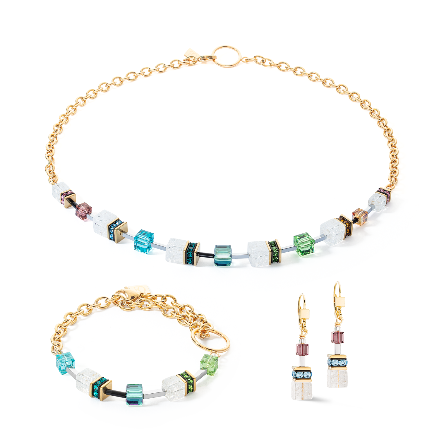 coeur-de-lion-geocube-iconic-precious-chain-armband-gold-multicolor image 3
