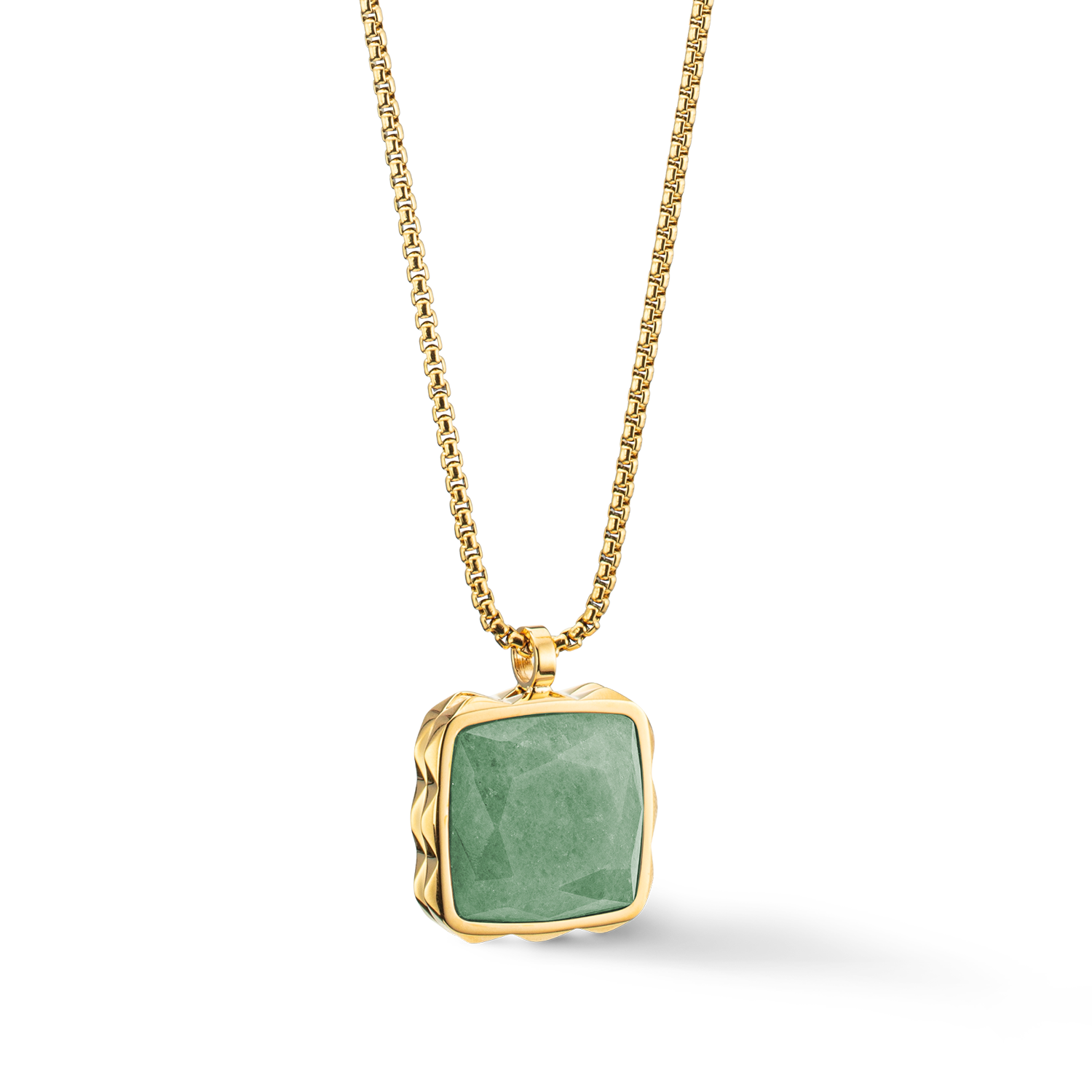 coeur-de-lion-halskette-amulett-spikes-square-aventurin-gold-gr-n-edelstein-edel image 2