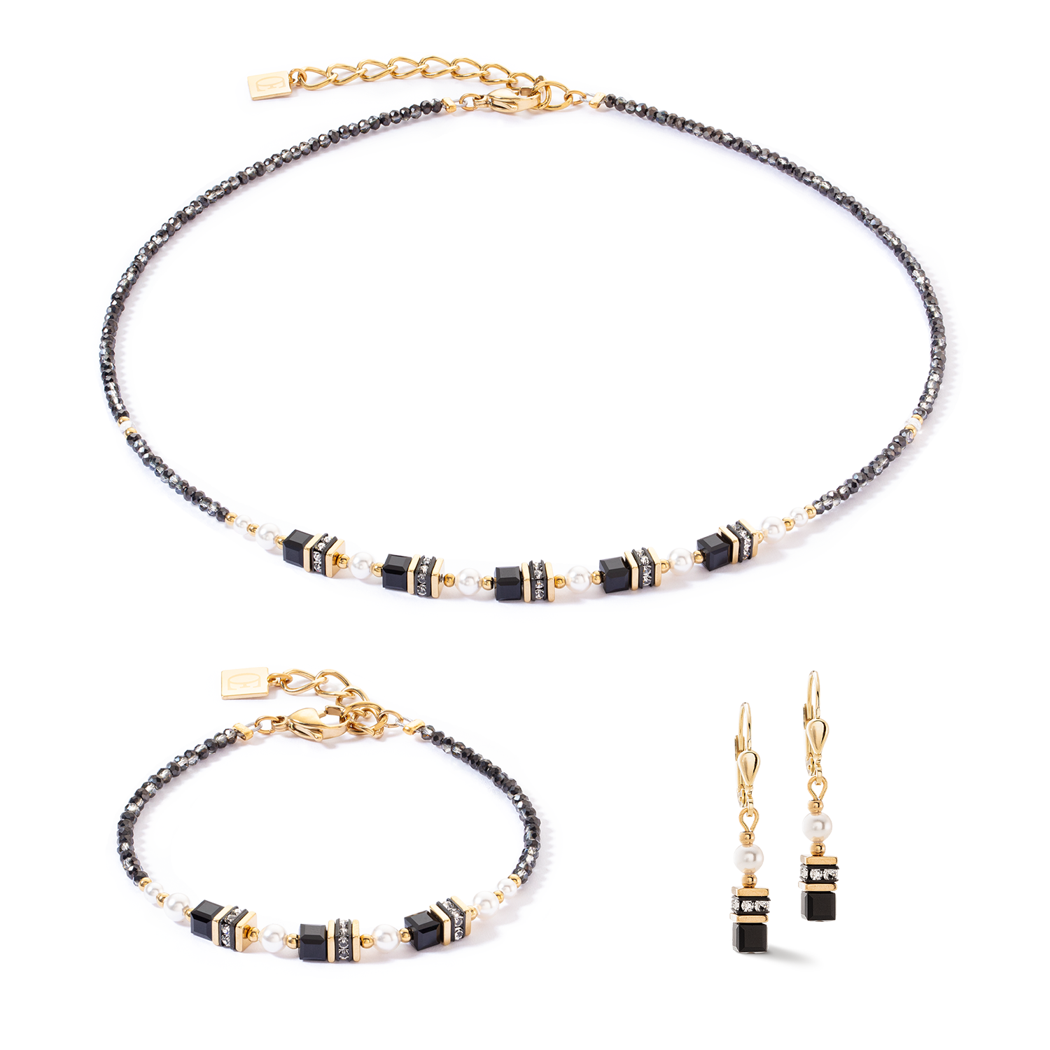 coeur-de-lion-halskette-sparkling-princess-gold-schwarz-kristallkette-edelstahl image 3