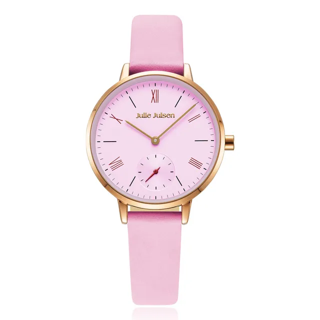 julie-julsen-damenarmbanduhr-little-second-ros-vergoldet-mit-rosa-lederband image 1
