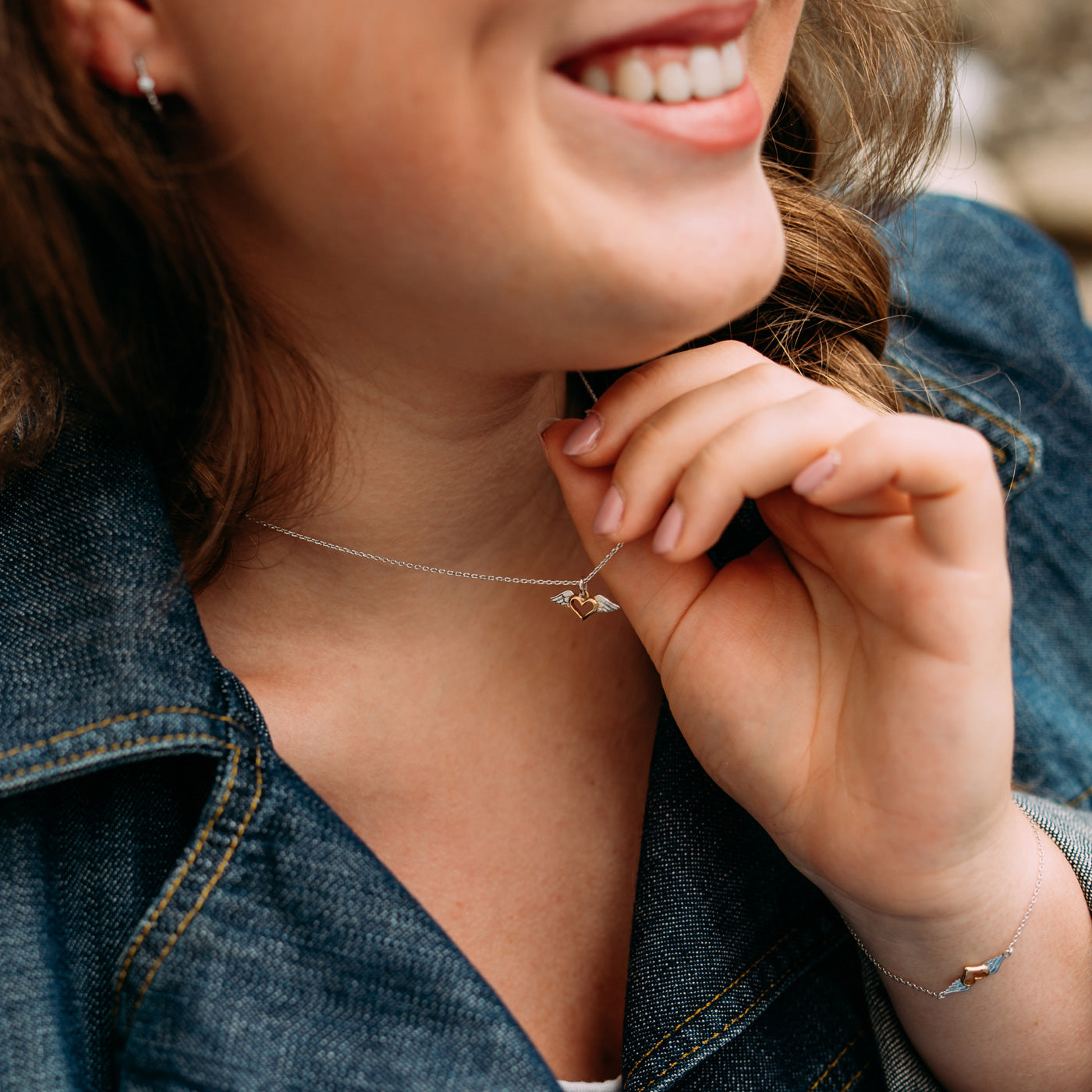 julie-julsen-kette-mit-anh-nger-heartwing-bicolor-silber-925 image 6