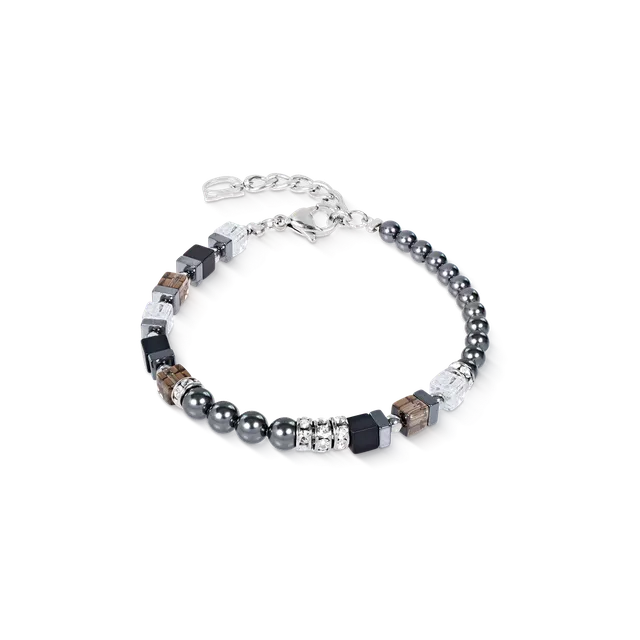 coeur-de-lion-armband-precious-fusion-offset-grau-silber-bergkristall-onyx-rauch image 1
