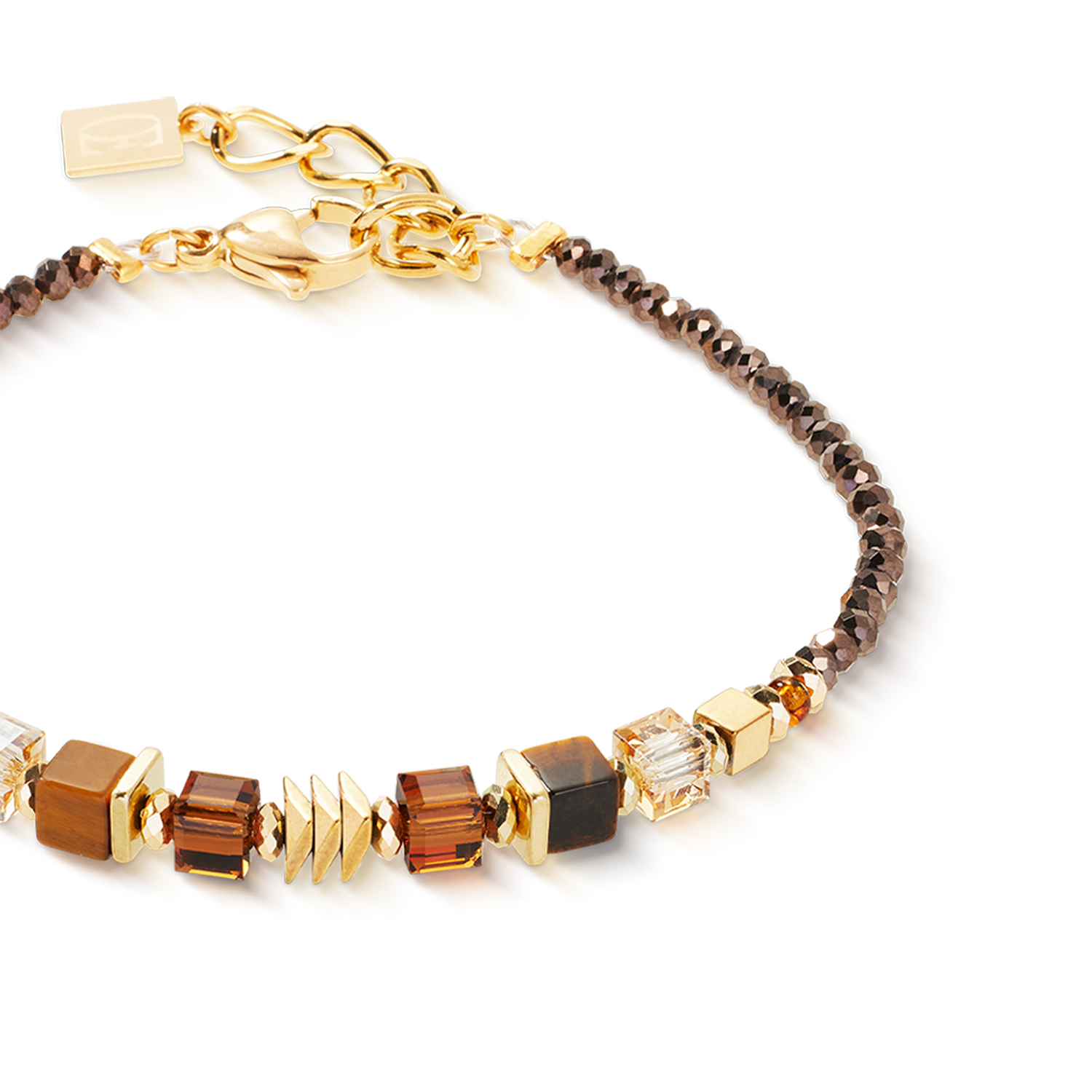 coeur-de-lion-wave-cube-flow-armband-gold-braun image 2
