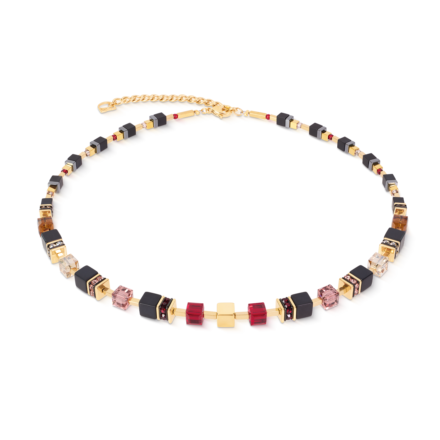 coeur-de-lion-geocube-precious-classic-halskette-ruby-noir-schwarz-gold image 1