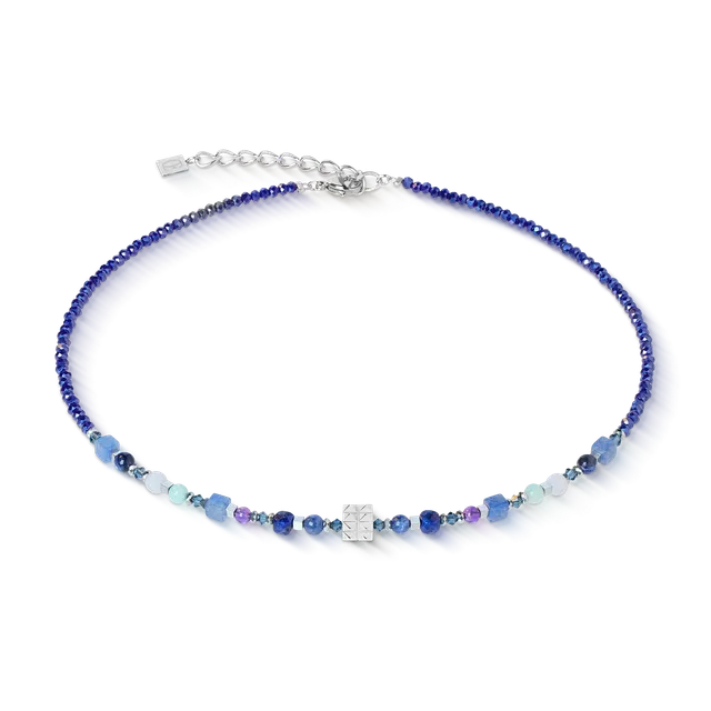 coeur-de-lion-shape-mix-spikes-halskette-blue-moon-silber-blau image 1