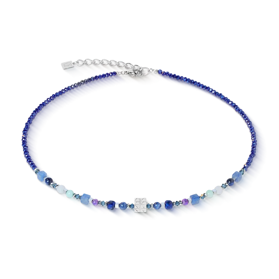 coeur-de-lion-shape-mix-spikes-halskette-blue-moon-silber-blau image 1