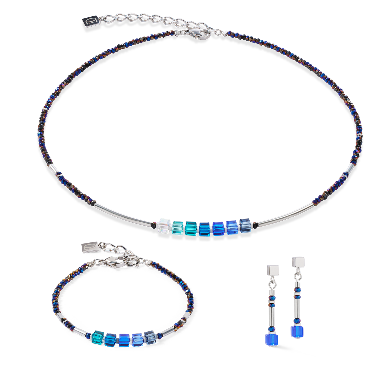 coeur-de-lion-cube-story-minimalistic-sparkling-halskette-blau image 3