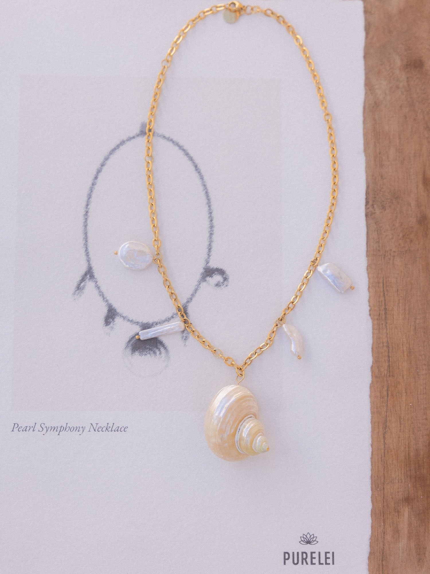 purelei-opulent-shell-kette-35-40-45-muschel-mit-s-wasserperle image 2
