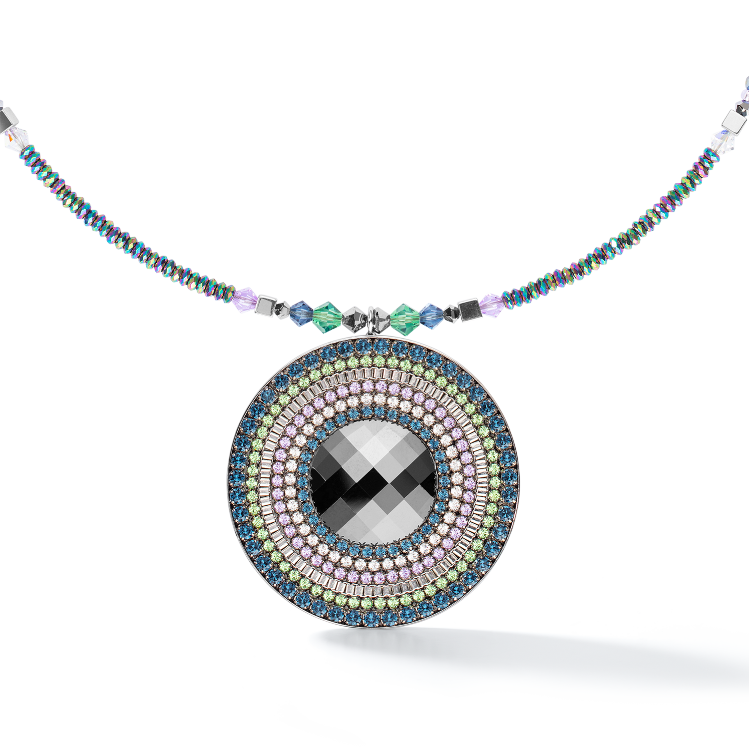 coeur-de-lion-amulett-halskette-statement-dunkel-gr-n-kristalle-h-matit image 2