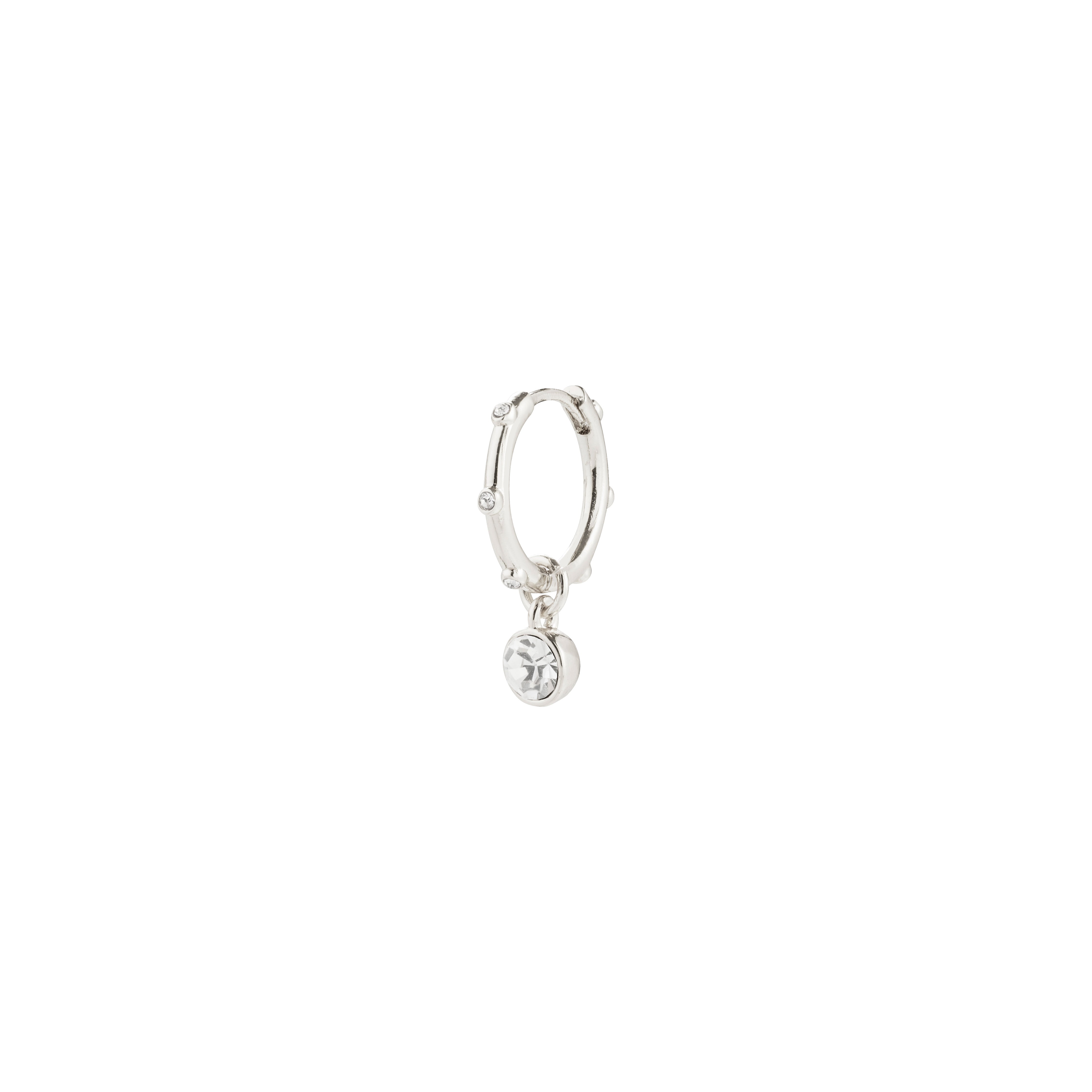 pilgrim-sunny-single-ohrring-versilbert-huggie-hoop-mit-kristall-anh-nger image 1