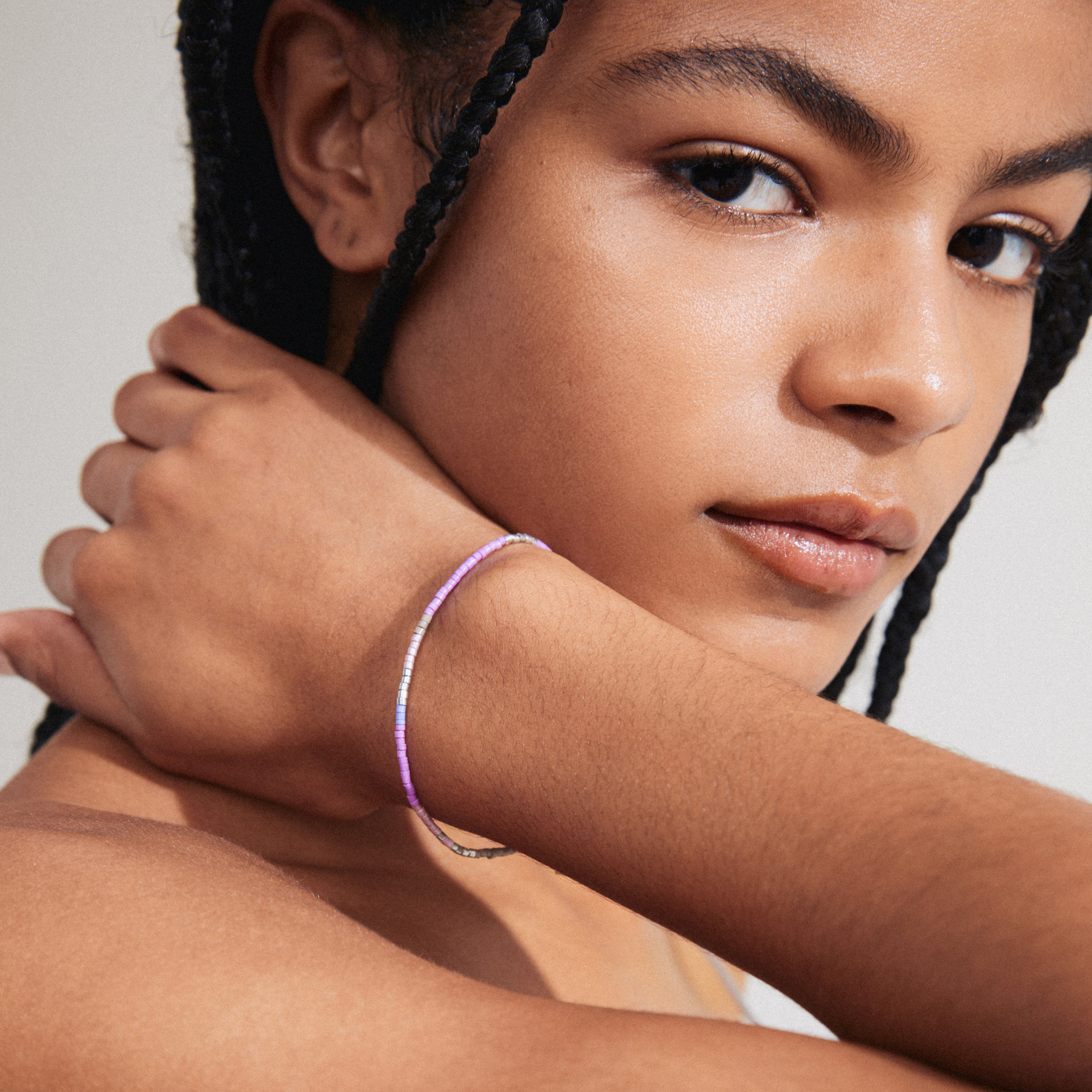 pilgrim-alison-armband-lila-versilbert-glasperlen-17-cm image 3