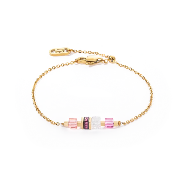 coeur-de-lion-mini-cubes-chain-armband-gold-rosa image 1