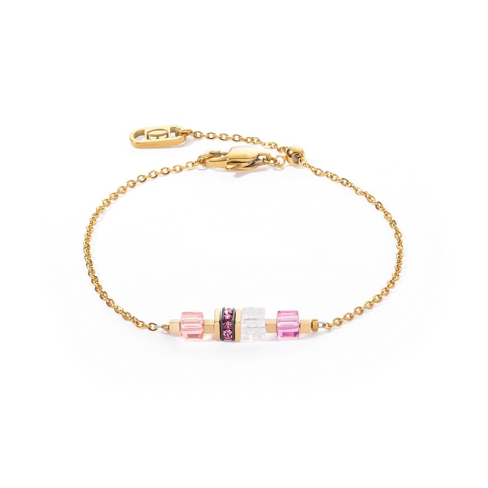 coeur-de-lion-mini-cubes-chain-armband-gold-rosa image 1