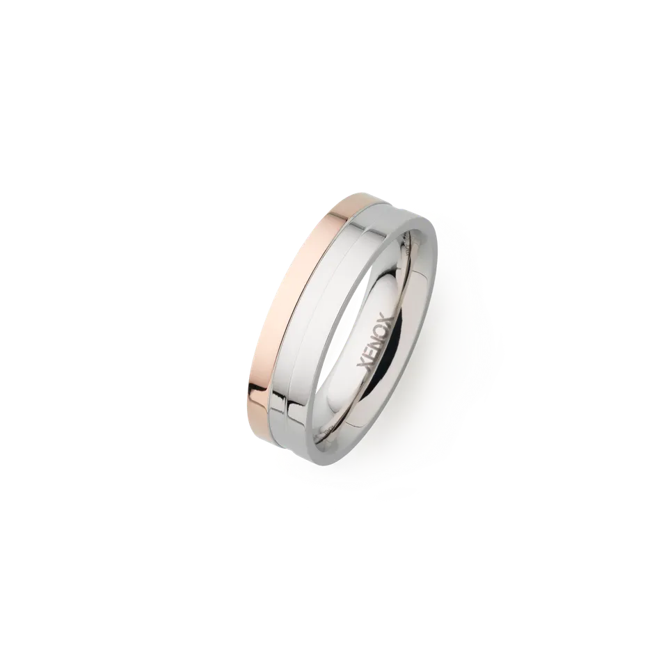 xenox-partnerring-edelstahl-silber-ros-matt-poliert image 1