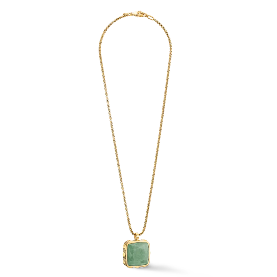 coeur-de-lion-halskette-amulett-spikes-square-aventurin-gold-gr-n-edelstein-edel image 1