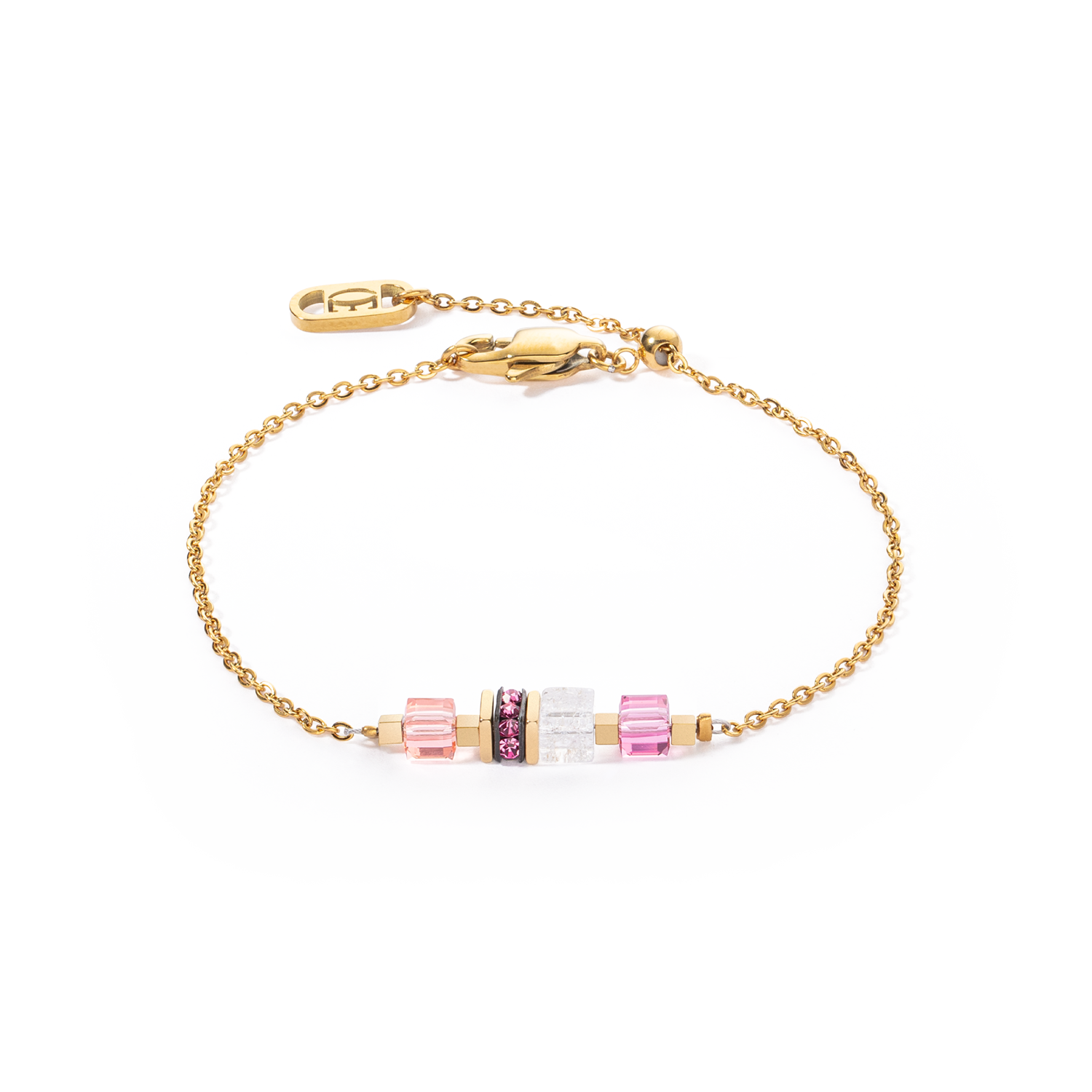coeur-de-lion-mini-cubes-chain-armband-gold-rosa image 1