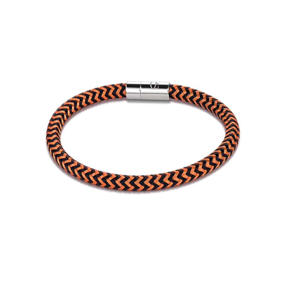 coeur-de-lion-armband-metall-geflochten-orange-schwarz-18-5-cm image 1