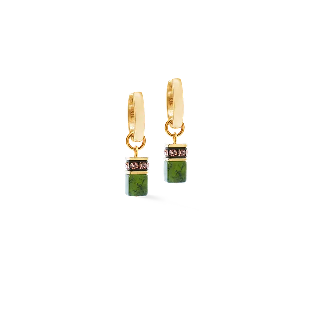 coeur-de-lion-geocube-chunky-chain-creolen-gold-gr-n-mit-nephrit-anh-nger image 1