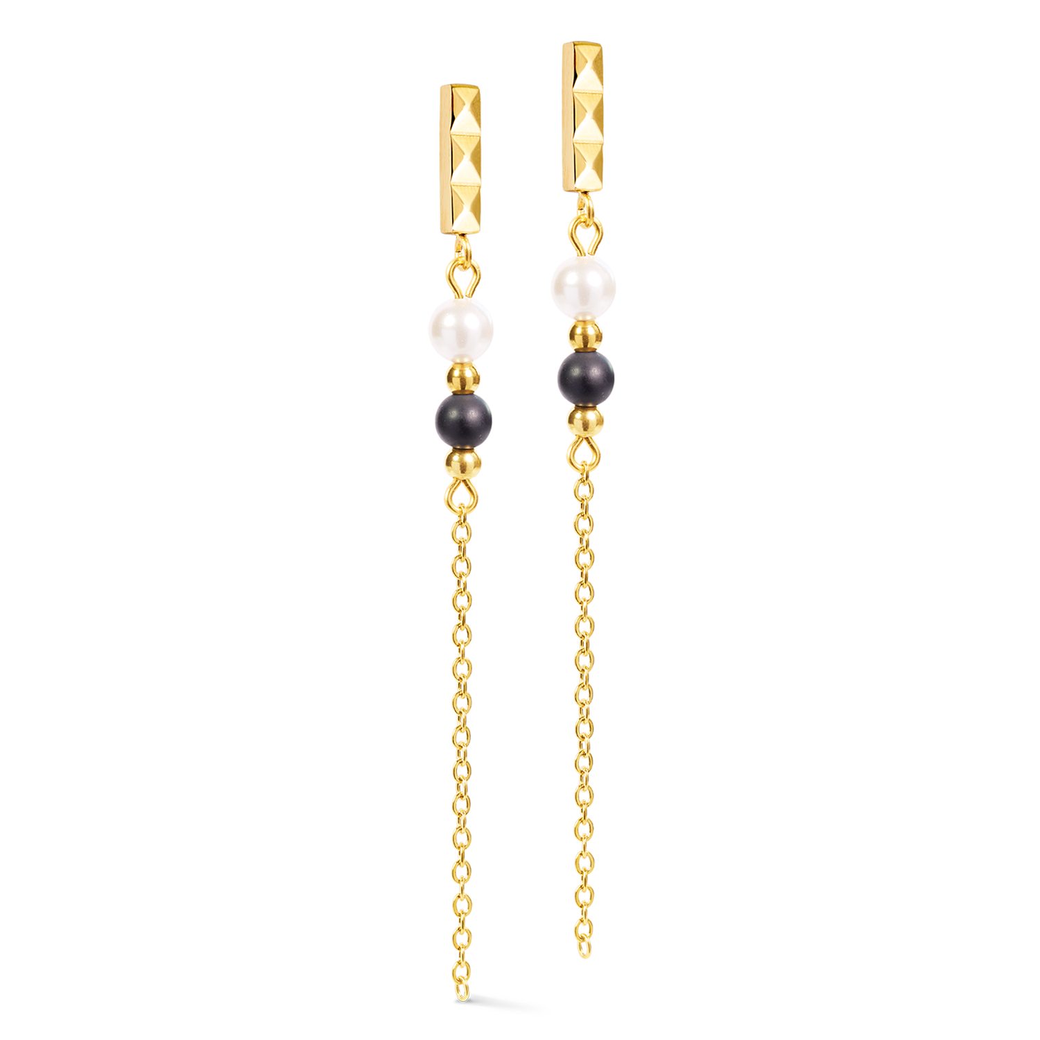 coeur-de-lion-precious-fusion-offset-slider-ohrringe-onyx-gold-7-cm image 2