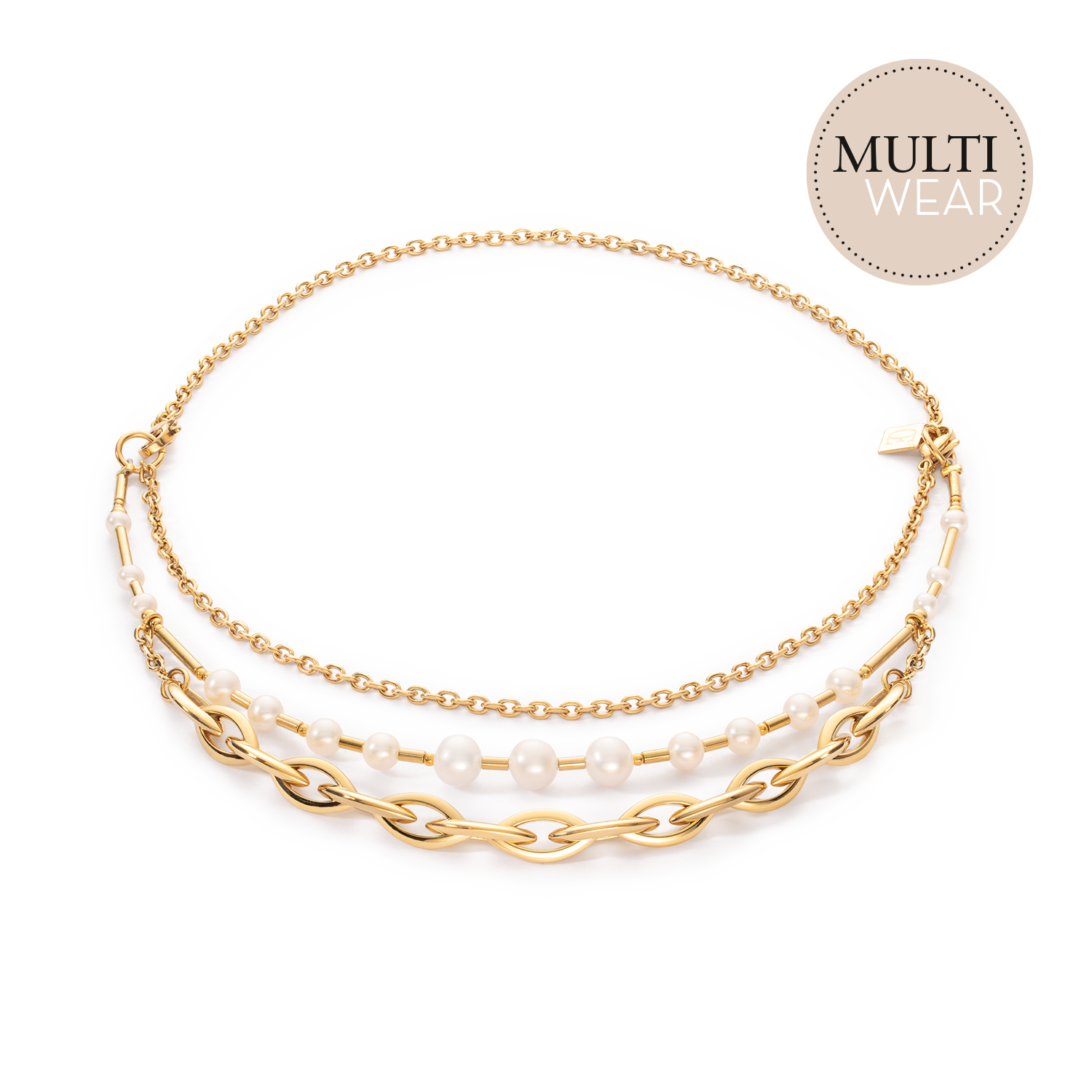 coeur-de-lion-halskette-s-wasserperlen-chunky-chain-navette-multiwear-wei-gold image 1