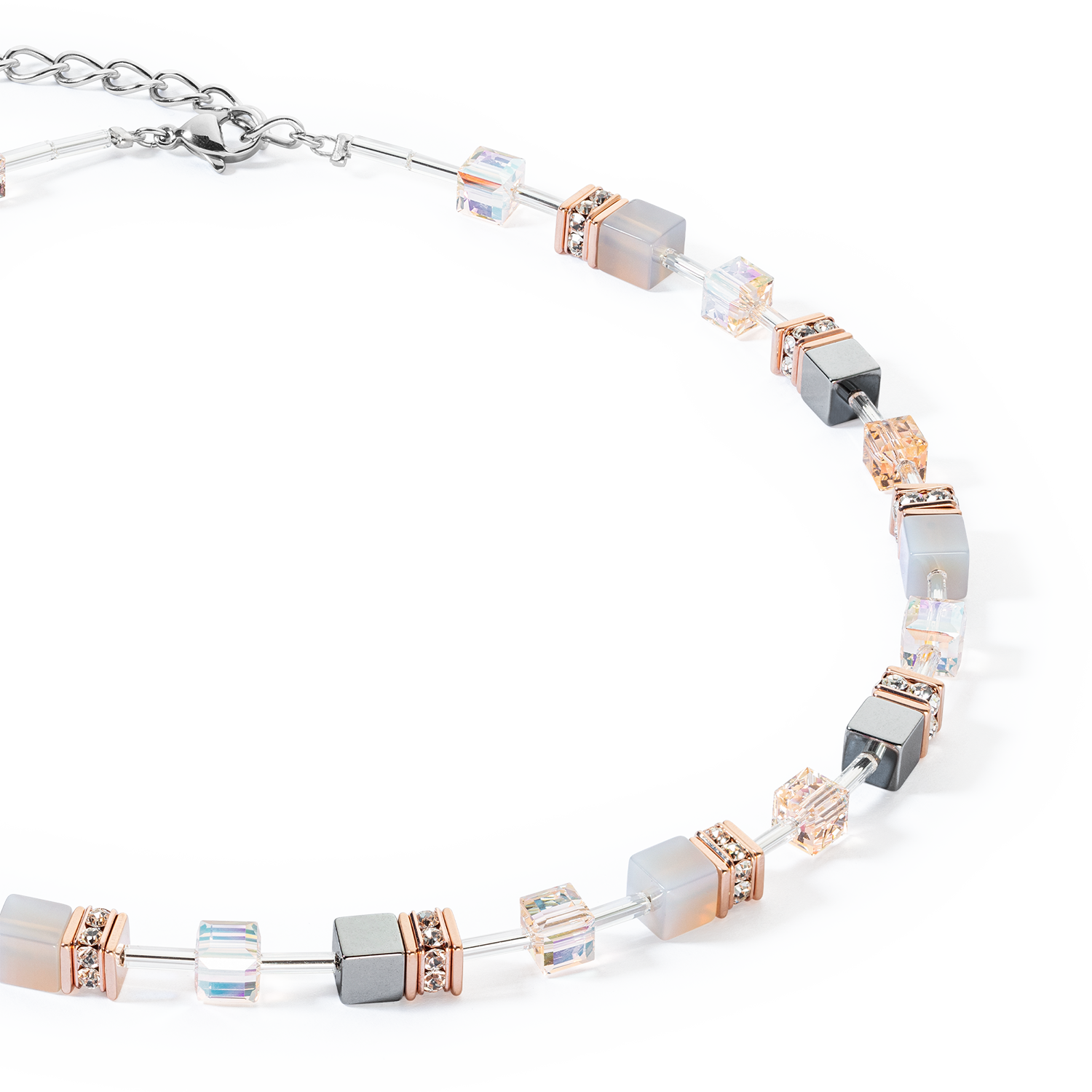 coeur-de-lion-geocube-iconic-precious-halskette-ros-gold-peach-beige-orange image 2