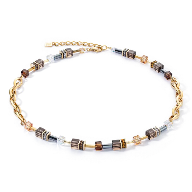 coeur-de-lion-geocube-chunky-chain-halskette-gold-braun image 1