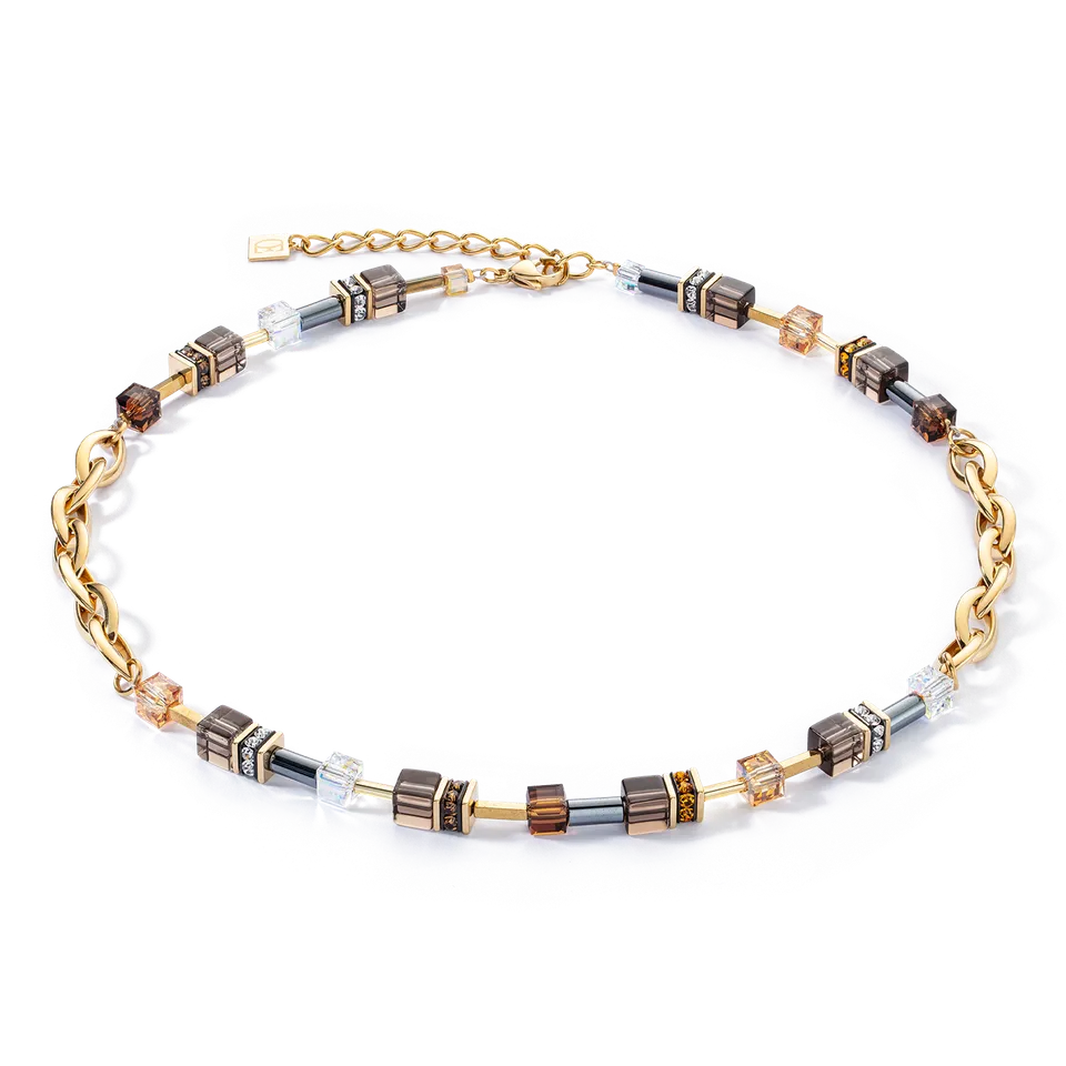 coeur-de-lion-geocube-chunky-chain-halskette-gold-braun image 1