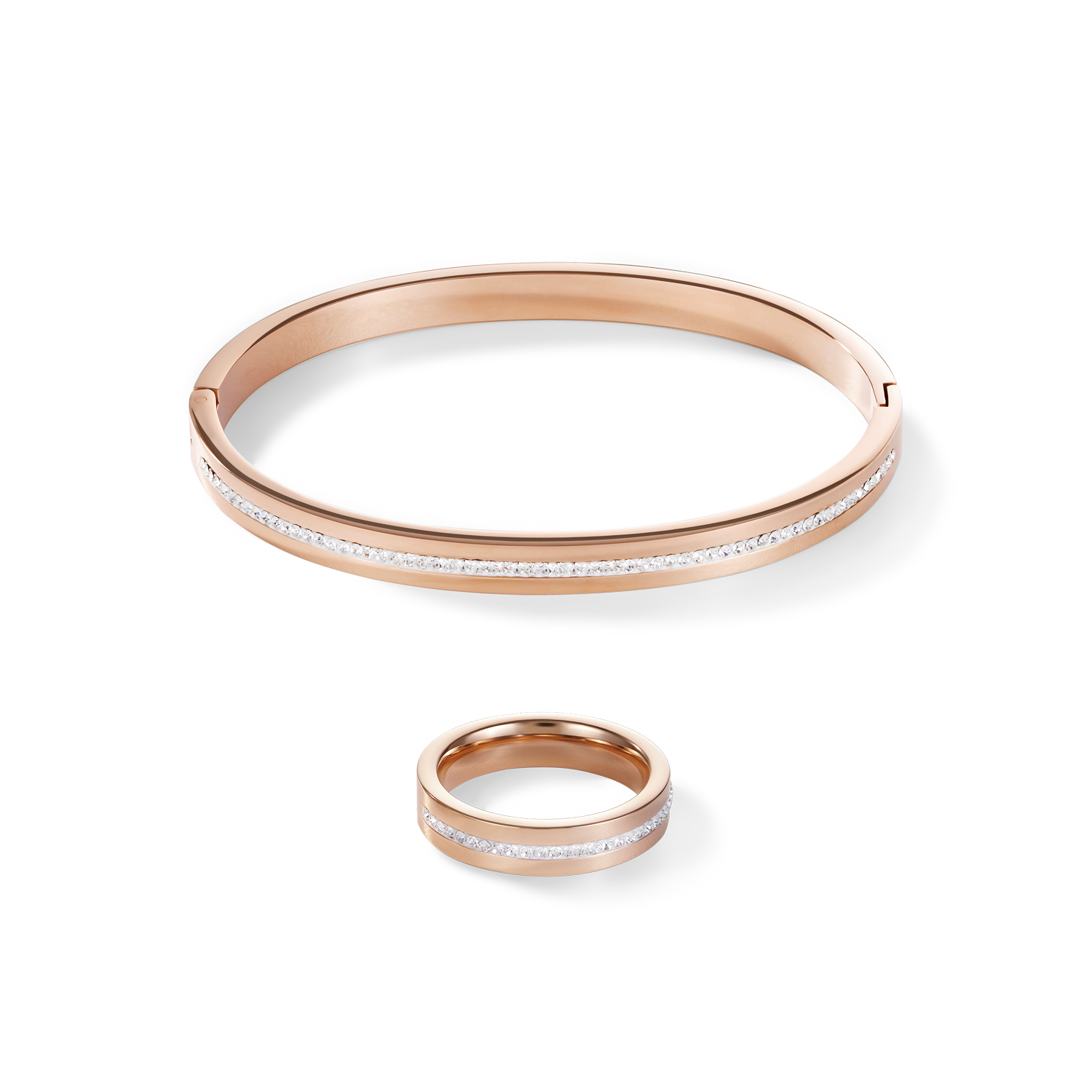coeur-de-lion-iconic-ring-edelstahl-ros-gold-pav-streifen-kristall image 3
