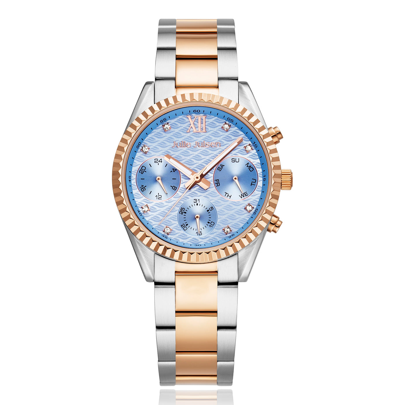 julie-julsen-sportiv-multifunktion-damenarmbanduhr-ros-vergoldet-bicolor-36-mm-5 image 1