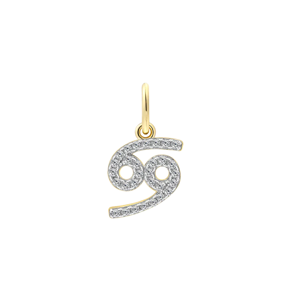 xenox-krebs-charm-925-sterlingsilber-18k-vergoldet-sternzeichen-mit-zirkonia image 1