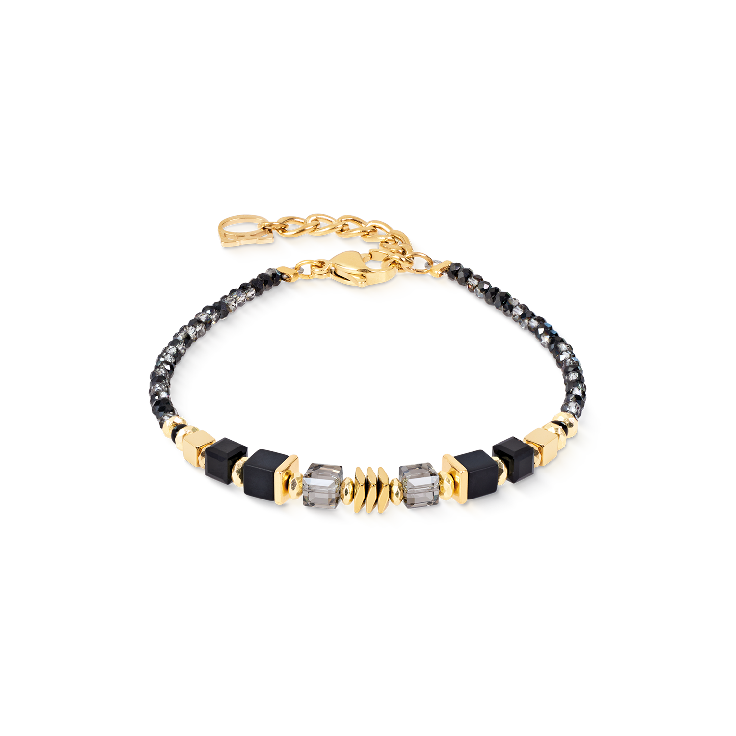 coeur-de-lion-geocube-armband-wave-cube-flow-gold-schwarz-18-cm-3-cm image 1