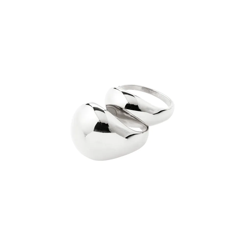 pilgrim-evon-ring-set-2-in-1-versilbert-bubble-dome-verstellbar image 1