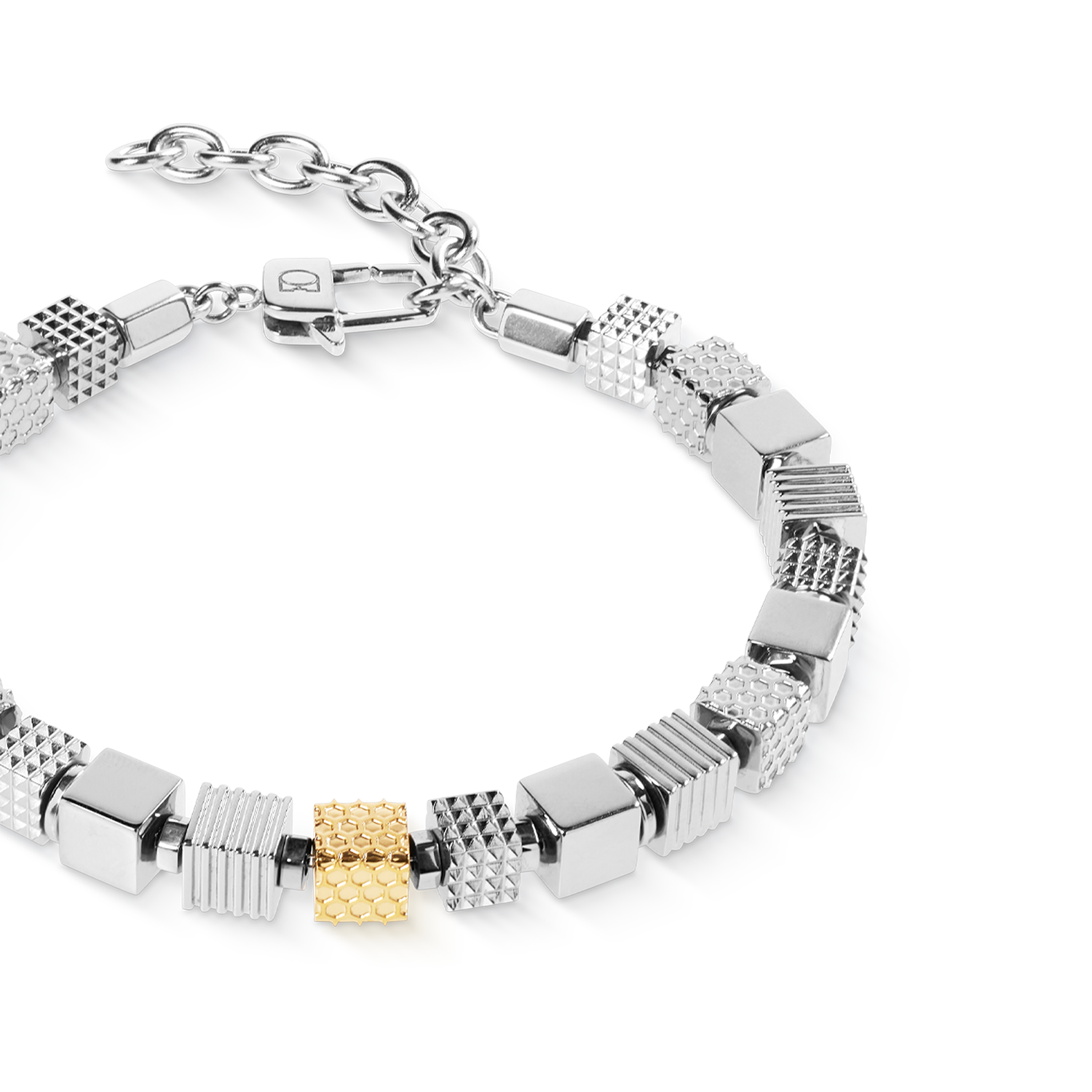coeur-de-lion-geocube-armband-edelstahl-cubes-graphic-relief-edelstahl-gold image 2